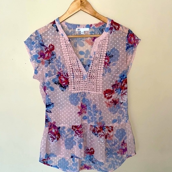 DR2 Daniel Rainn Floral Peplum Top Size Small - Picture 2 of 12